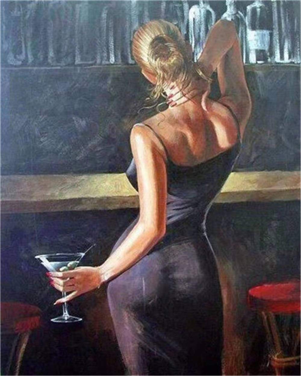 YEESAM ART Stationery A Woman of Good Shape, Paint by Numbers 16x20 inch DIY Painting Kits for Home Wall Decor (Woman, Framed)