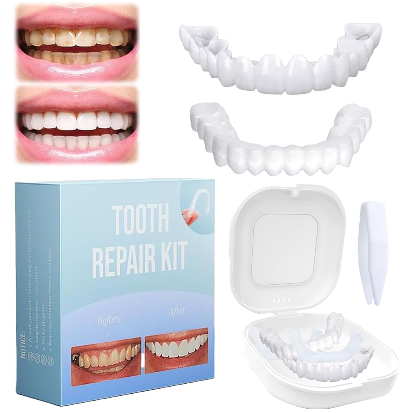 Photo 1 of 1 Set Adjustable Suitable Full Dentures, Teeth Veneers for Upper and Lower Jaws in Both Men and Women