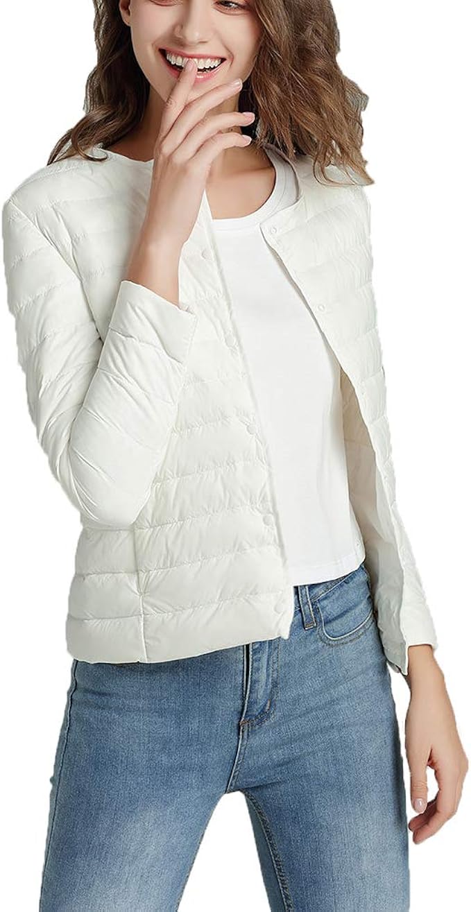 Aden Women's Lightweight Down Jacket Packable Coat Quilted Button Up