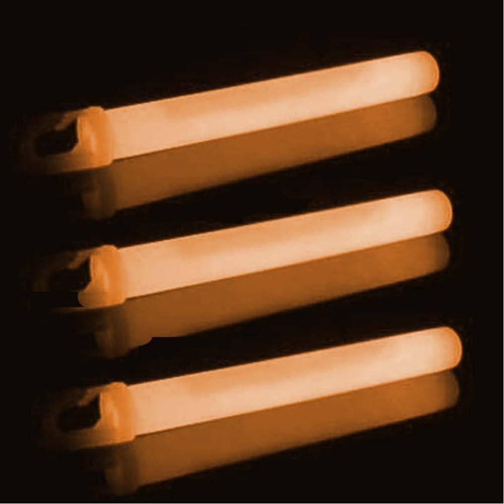 10 x Orange Military Emergency Light Sticks By Lumica. 12 Hour Glow Sticks