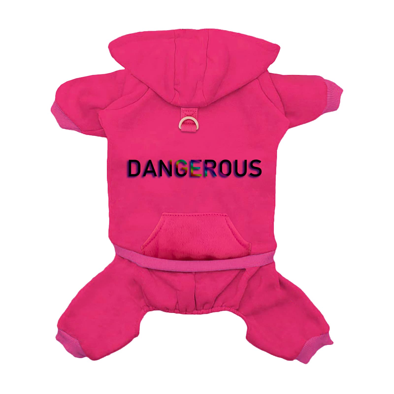 Izefia Dog Hoodie Clothes with Pocket 4 Legs Jumpsuit Fleece Sweater Winter Sweat Shirt Warm Cotton Hoodies for Small Dog Medium Large Cat Magenta XXL