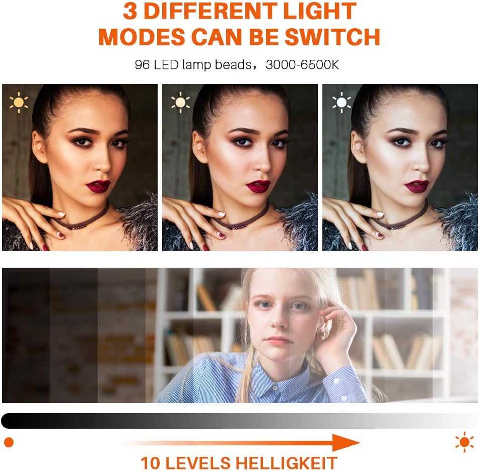 Selfie Ring Light with Adjustable Phone Holder&Stable Disc Base, Yoozon Dimmable Led RingLight with 3 Light Modes&10 Brightness for TikTok YouTube Video Shooting, Makeup, Photography, Live Streaming : Camera & Photo