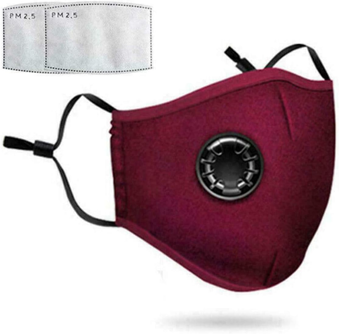 Zooart 1 Pack Air Pollution Face Guard with 2 Air Filter Cotton Sheet Washable Reusable Anti Dust Smoke Face Guard (Wine)