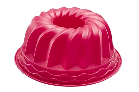 Kuchenform aus Platin-Silikon – Runde Backform ca. 24 cm Ø – Gugelhupfform antihaft- und temperaturbeständig – Himbeer-Rot
