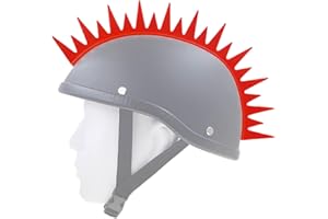 Hot Rides Rubber Mohawk Warhawk for Helmets - Cool and Durable Punk-inspired Style (Zigzag-Red)
