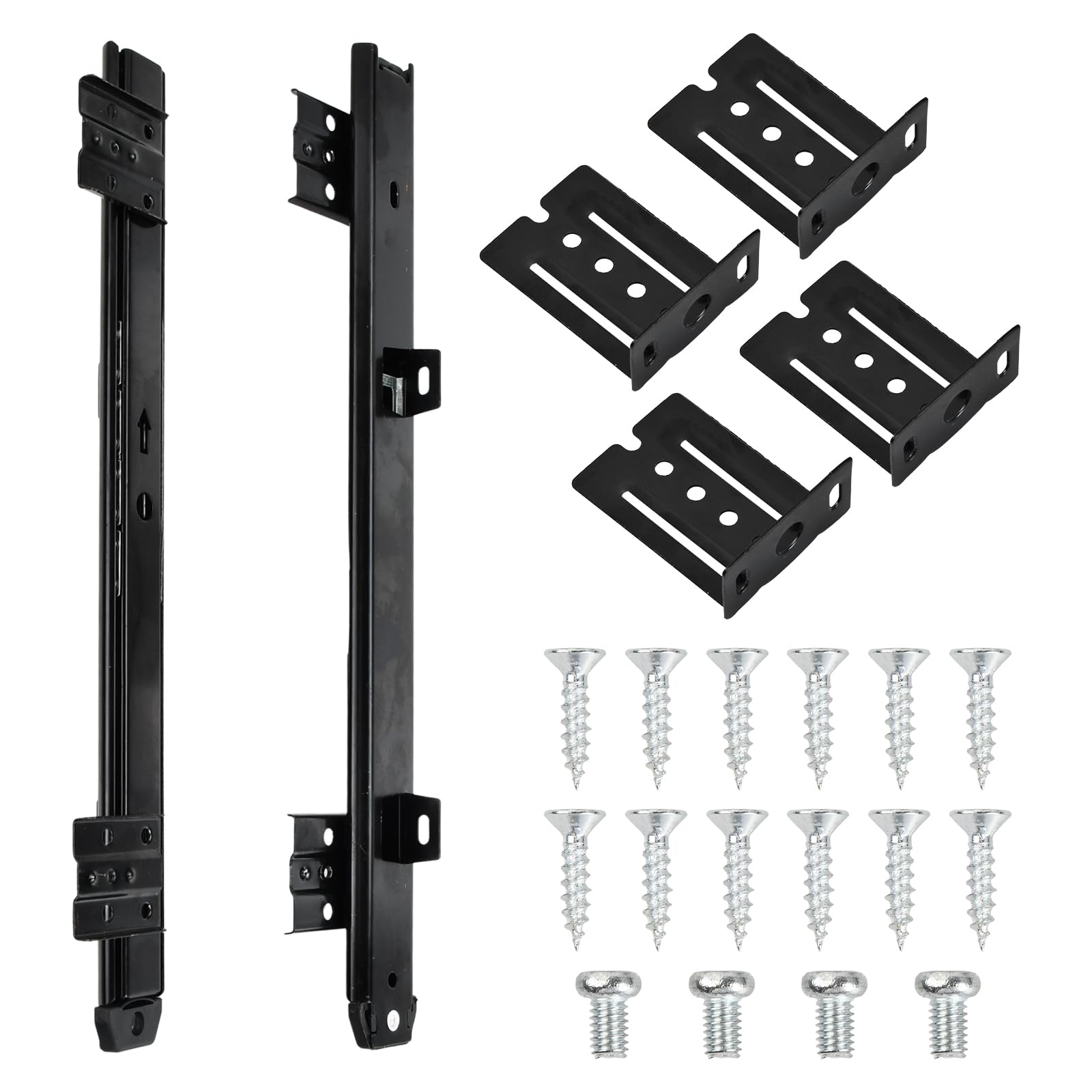 Drawer Runners Keyboard Slide Hardware, 35cm Ball Bearing Runners for Underdesk Keyword Platform/Shelf/Drawer, Heavy Duty, Home Adjustable Office Keyboard Tray Slides, Black