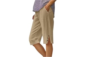 Womens Shorts Trendy 2026 Summer Casual Linen Shorts with Pockets Boho Fashion Bermuda Cotton Linen Beach Pants Plus Size
