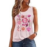 Women's Summer Tank Tops Sleeveless Vintage Flower Graphic Tees Boho Cottagecore Wildflowers Cami Shirt Blouse