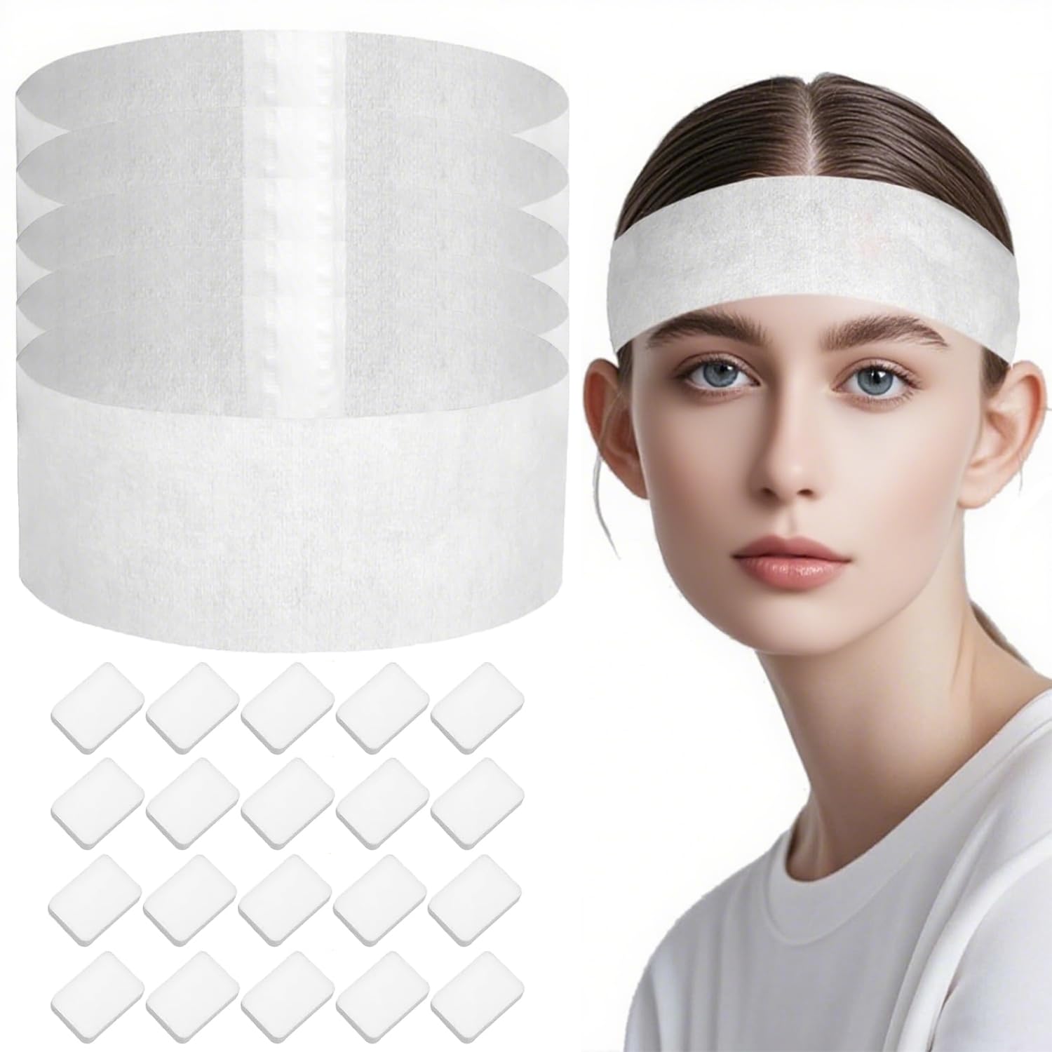 Photo 1 of Greenour 50 Pieces Disposable Headbands and Compressed Towels for Spa Women Portable for Salon Skincare Makeup Traveling (White)
