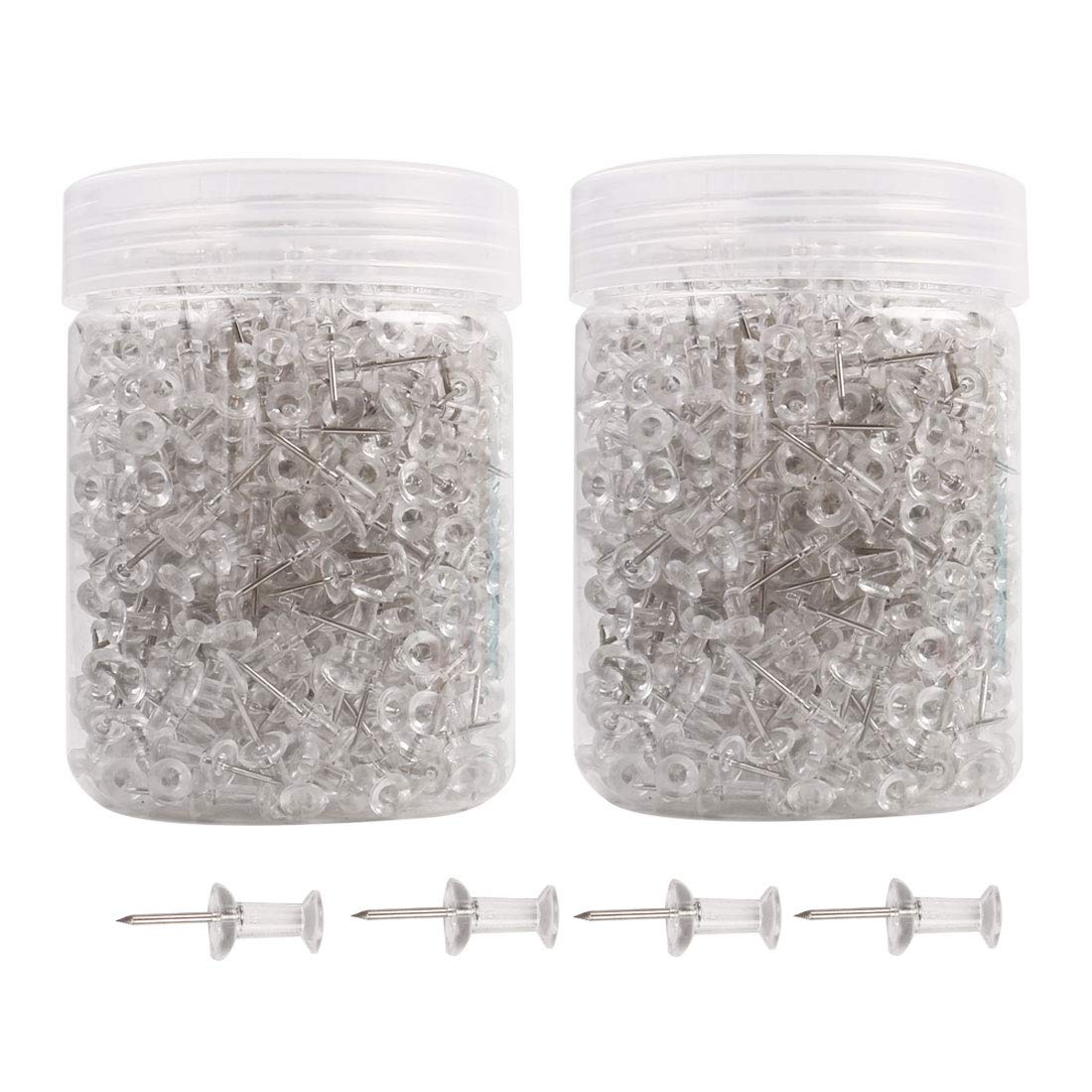 sourcing map 1000 Pcs 3/8 Inch Map Push Pins Thumb Tacks Head Tacks Cork Boards Picture Hanging for Home Office Clear