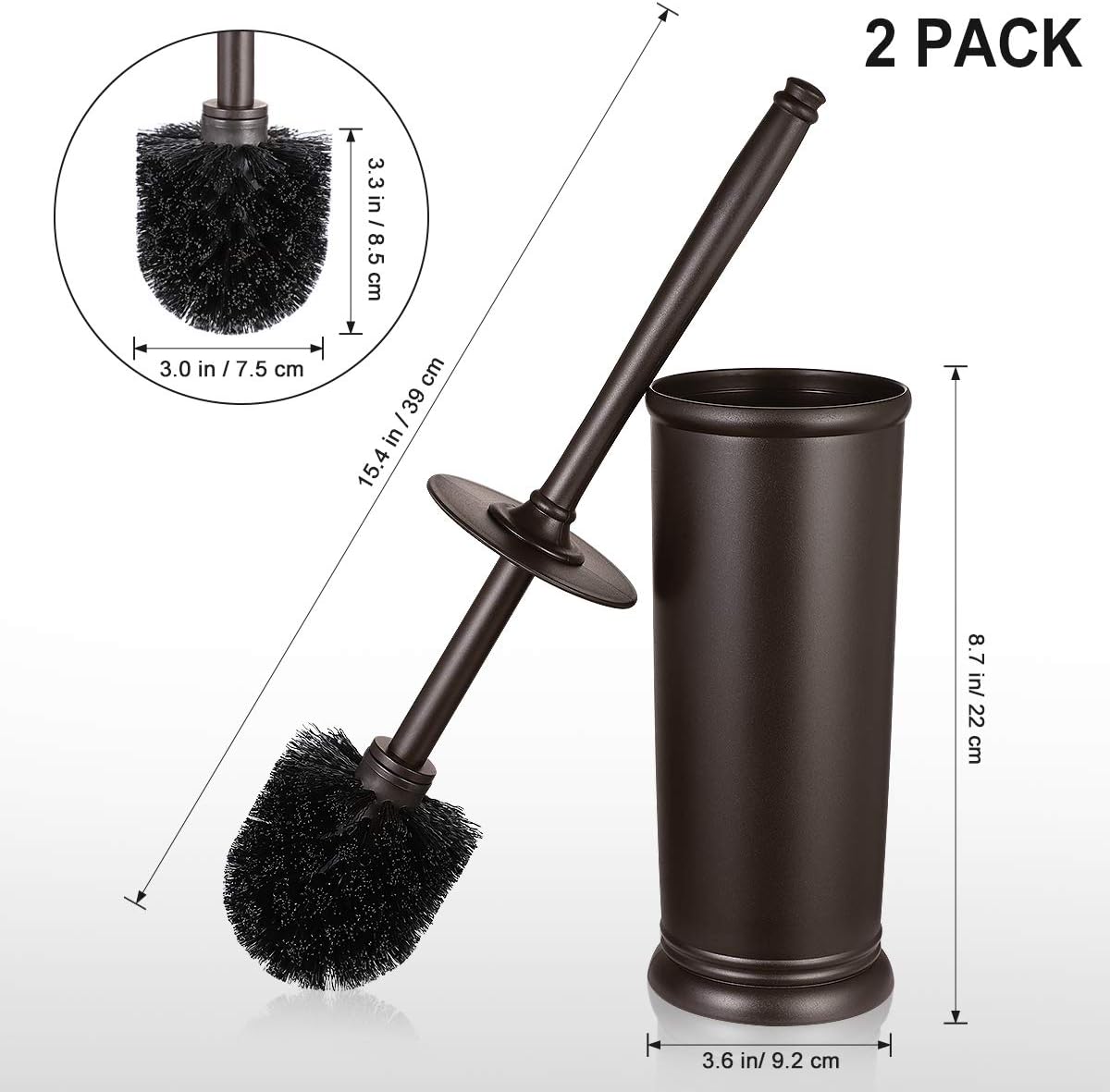 Homemaxs Toilet Brush and Holder 2 Pack 【2021 Upgraded】 Deep Cleaning Toilet Bowl Brush Set Ergonomic, Sturdy Bathroom Accessories Plastic: Home & Kitchen