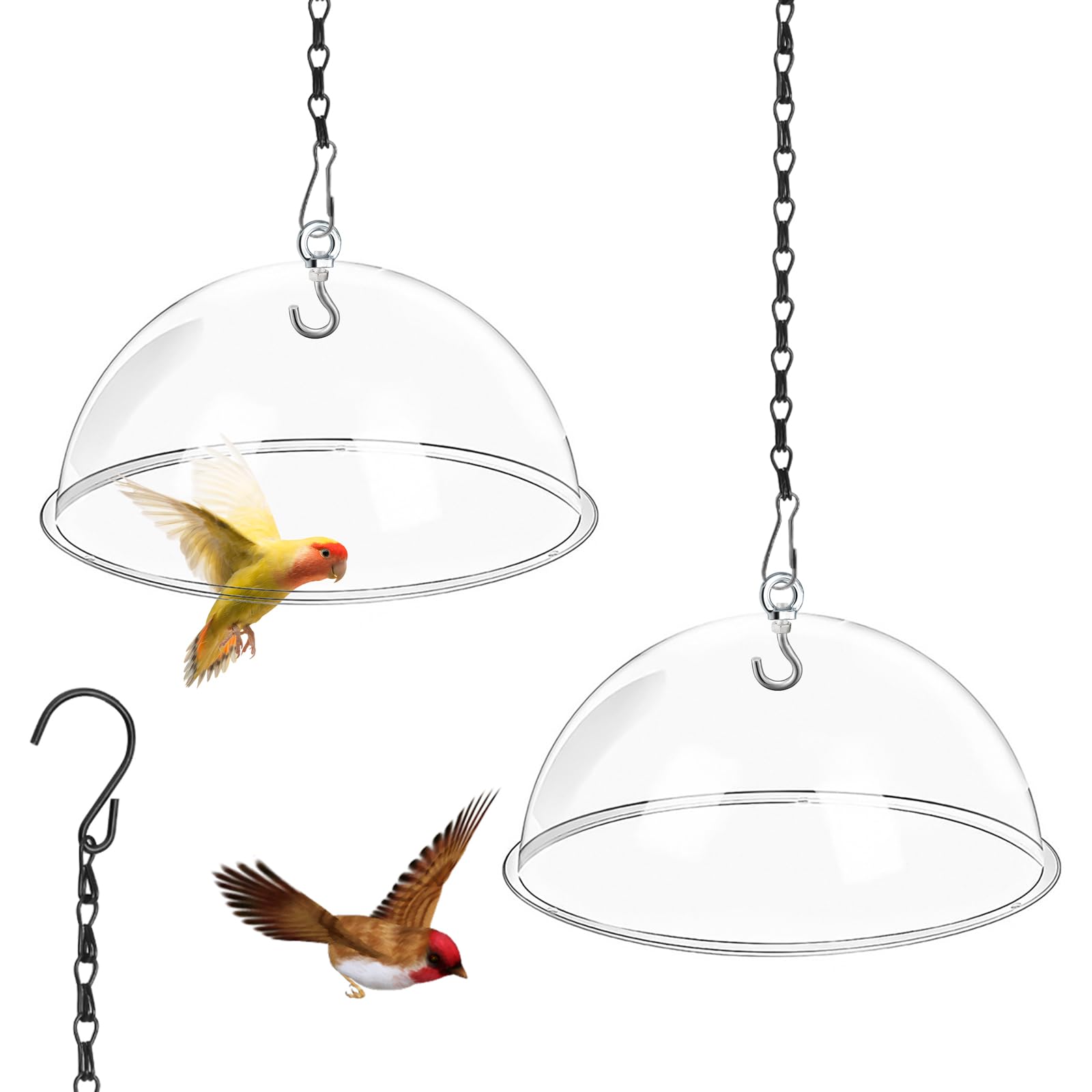 Photo 1 of 2 Set 11.8'' Bird Feeder Rain Guard, Clear Acrylic Round Squirrel Baffle Dome Hanging Hummingbird Feeder Protective Cover Weather & Predator Shield for Outdoor Garden Yard Use