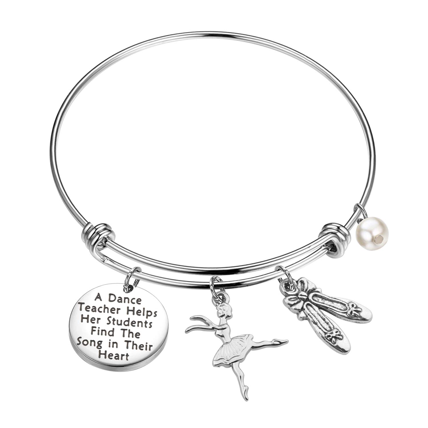 ENSIANTH Dance Teacher Gift A Dance Teacher Helps Her Students Find The Song in Their Heart Bracelet Dance Jewelry for Dance Instructors Gift (Dance Teacher Bracelet)
