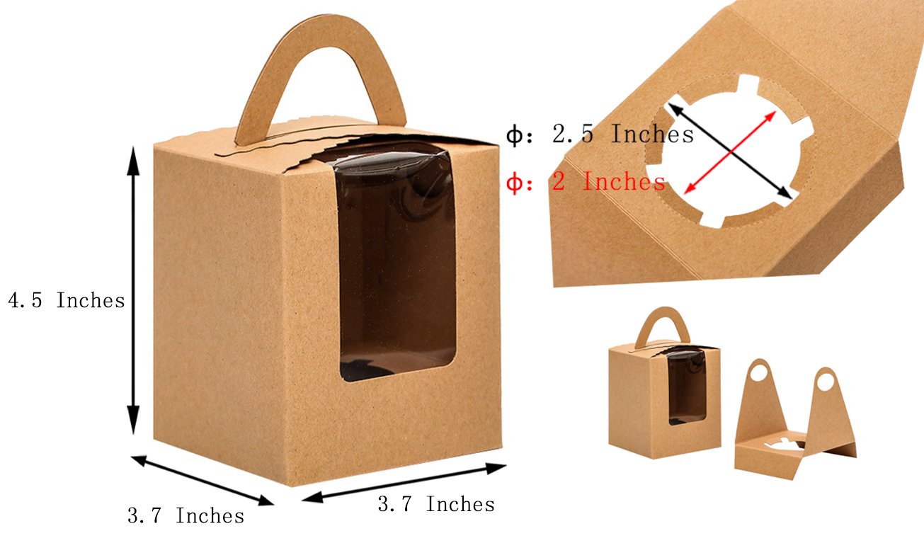 YoTruth Pink Single Tall Cupcake Boxes with Window 12 Pcs