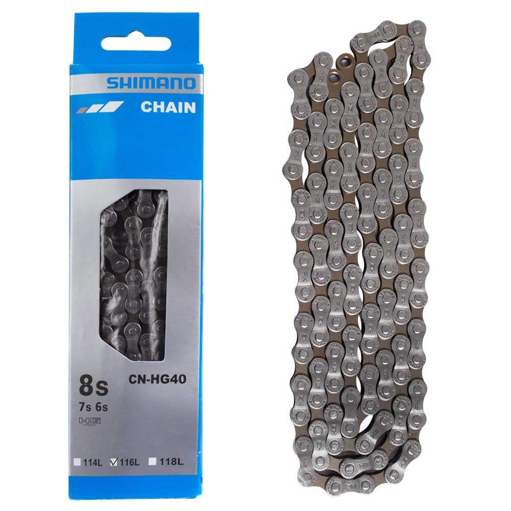 SHIMANO HG40 116 W/CL Chain - Grey, 6/7/8 Speed