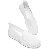 BABUDOG Women's Mesh Flats Shoes Breathable Slip on Shoes Casual Black and White Flats Comfortable Walking Shoes