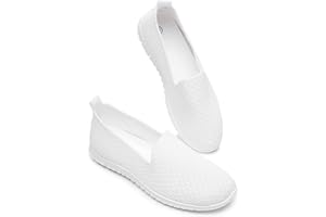 BABUDOG Women's Mesh Flats Shoes Breathable Slip on Shoes Casual Black and White Flats Comfortable Walking Shoes