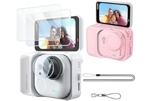 Rszfnjxry Silicone Protective Case,Screen and Lens Protector for Insta360 Go Ultra Pink