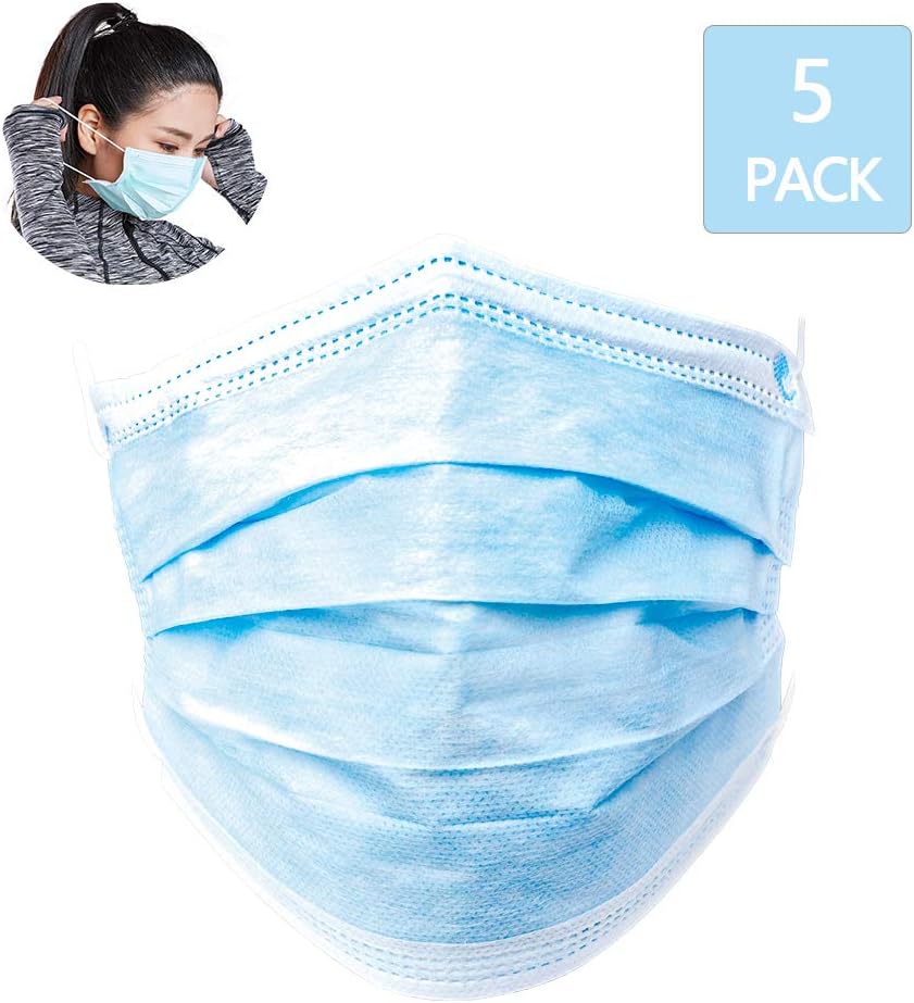 Disposable Face Covers, 3-Ply Safety and Breathable Mouth Covers for Personal Health Air Pollution with Blue Colors