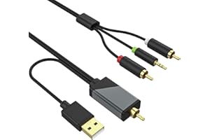 Auhsuxo Digital to Analog Audio Conversion Cable, Digital SPDIF Coaxial to Analog L/R RCA & 3.5mm Stereo Audio Cable Compatible with PS4/Xbox One/TV/HDTV, 4.9 FT/1.5m