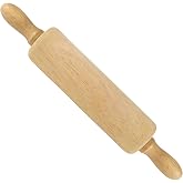 R&amp;M Small Wooden Rolling Pin 6" x 1.75" &ndash; Compact Baking Tool with Handles for Cookie, Bread &amp; Pie Dough