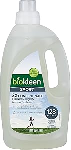 Biokleen Sport Laundry Detergent – 128 HE Loads - Liquid, Concentrated, Eco-Friendly, Non-Toxic, Plant-Based, No Artificial F