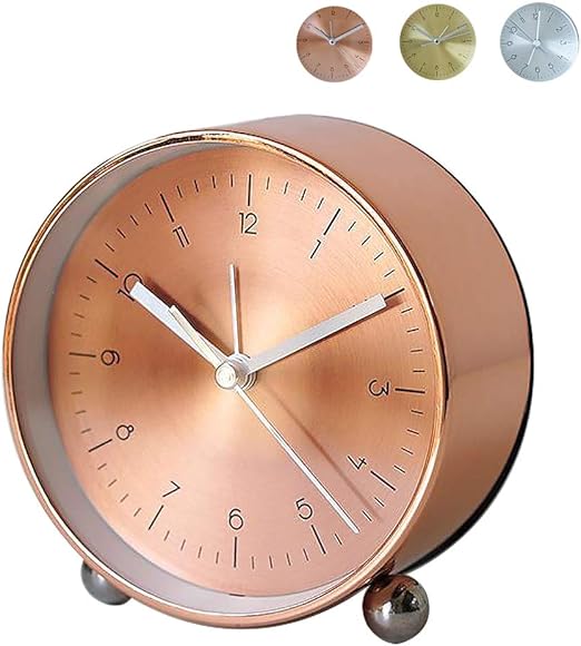 Alarm Clock Bell Desktop Clock Analog Nightlight NonTicking Silent