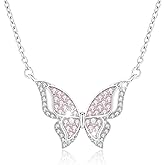 Richapex Women Necklace, Silver Dainty Elegant Butterfly/Whale/Swan Pendant Trendy Necklaces Jewelry, Birthstone Jewelry for Women, Birthday Gifts for Her