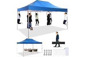 Tooluck Canopy 10x15 Pop up Canopy Commercial Heavy Duty Canopy Tent Ez Pop Up Canopy Tent Wedding Party Tent Outdoor Instant Canopy, All Season, Windproof & Waterproof, Blue(Frame Thickened)