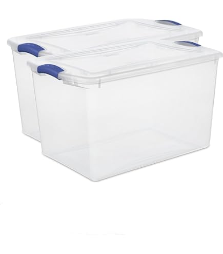 Amazon.com - Nsngxus 66 Qt. Clear Plastic Latch Box, Blue Latches