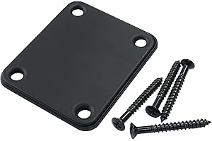Hitefu Bass Guitar Neck Plate, 4 Holes Electric Guitar Neckplate with Screws, Suit for Telecaster, Stratocaster Replacement (Black)
