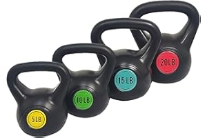 BalanceFrom Vinyl Kettlebell Set, 30/45/50/75 Pound Options – Cement-Filled Strength Training Weights with Ergonomic Grip and Color Coding for Full Body Fitness at Home or Gym