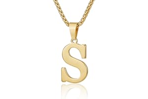 Suweibuke Initial Necklace for Men Women Boys Girls, 18K Gold Plated 26 Letters Pendant Necklace, Personalized Jewelry Gifts