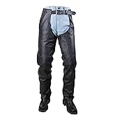 GARGOYLE BELLS Premium Motorcycle Leather Chaps for Men and Women, Genuine Leather Zipped Cowboy Motorcycle Chaps