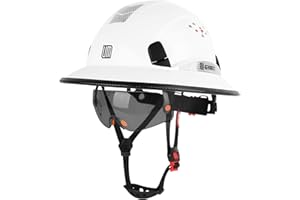 UM ULTRAMAXX Full Brim Hard Hat with Built-in Visor, ANSI Z89.1 OSHA Approved Construction Safety Helmet with Chin Strap for 