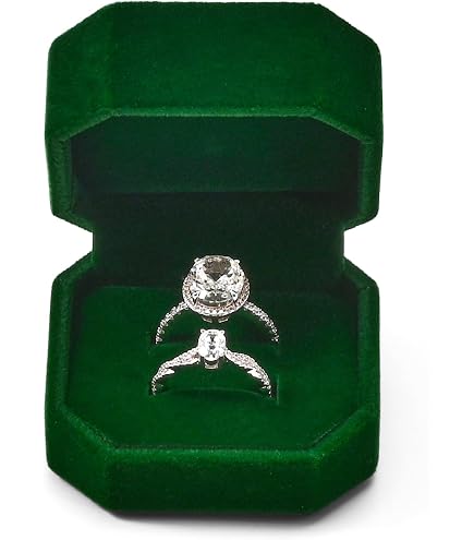 LELE LIFE 2-Pack Proposal Ring Box – Premium PU Leather Velvet Ring Holder For Engagement & Wedding, Blackish Green - View #7