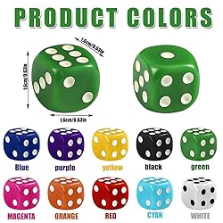 DIYDEC 100pcs 16mm Game Bulk Dice 10 Colors Acrylic