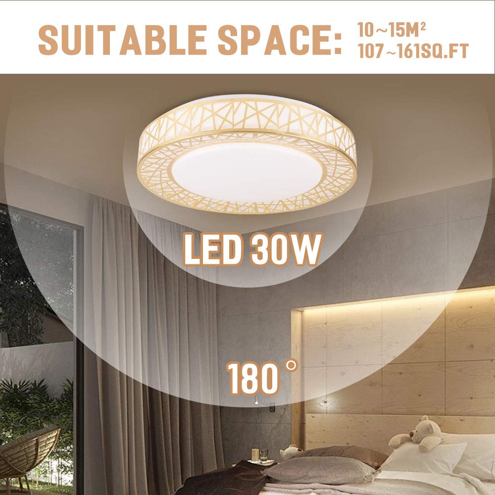 Neporal LED Ceiling Light Fixture,16 Inch-30W-Flush-Mount-Ceiling-Light,3 Color Temperature Light Fixtures Ceiling for Bedroom,Kitchen,Living Room