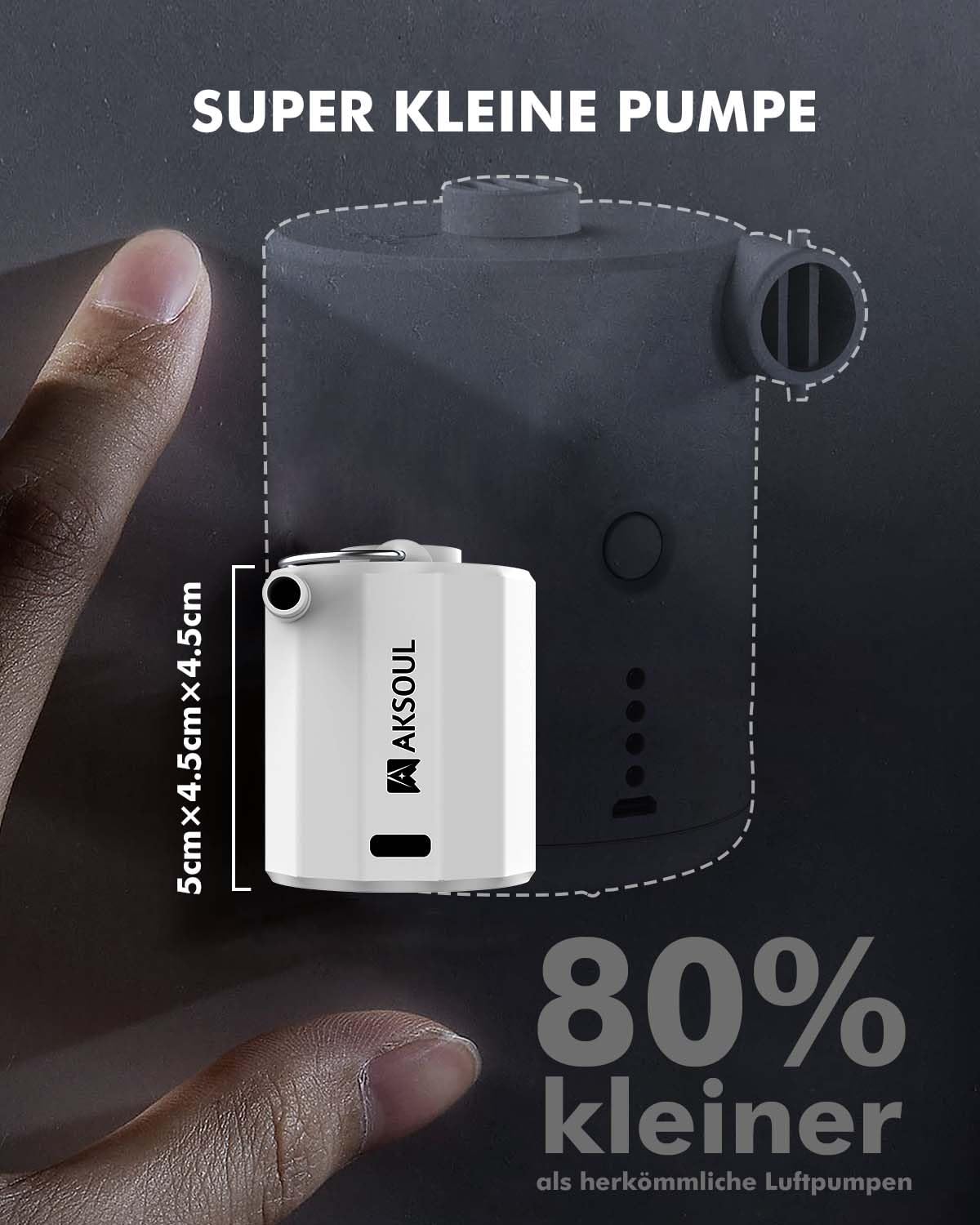 Elektrische Luftpumpe Akku Pumpe für luftmatratze: Mini Portable Electric Air Tiny Pump USB Batterie Elektrisch Klein Elektropumpe kleine Kompressor mit Licht für Pool Camping Matratze Luftbett 3