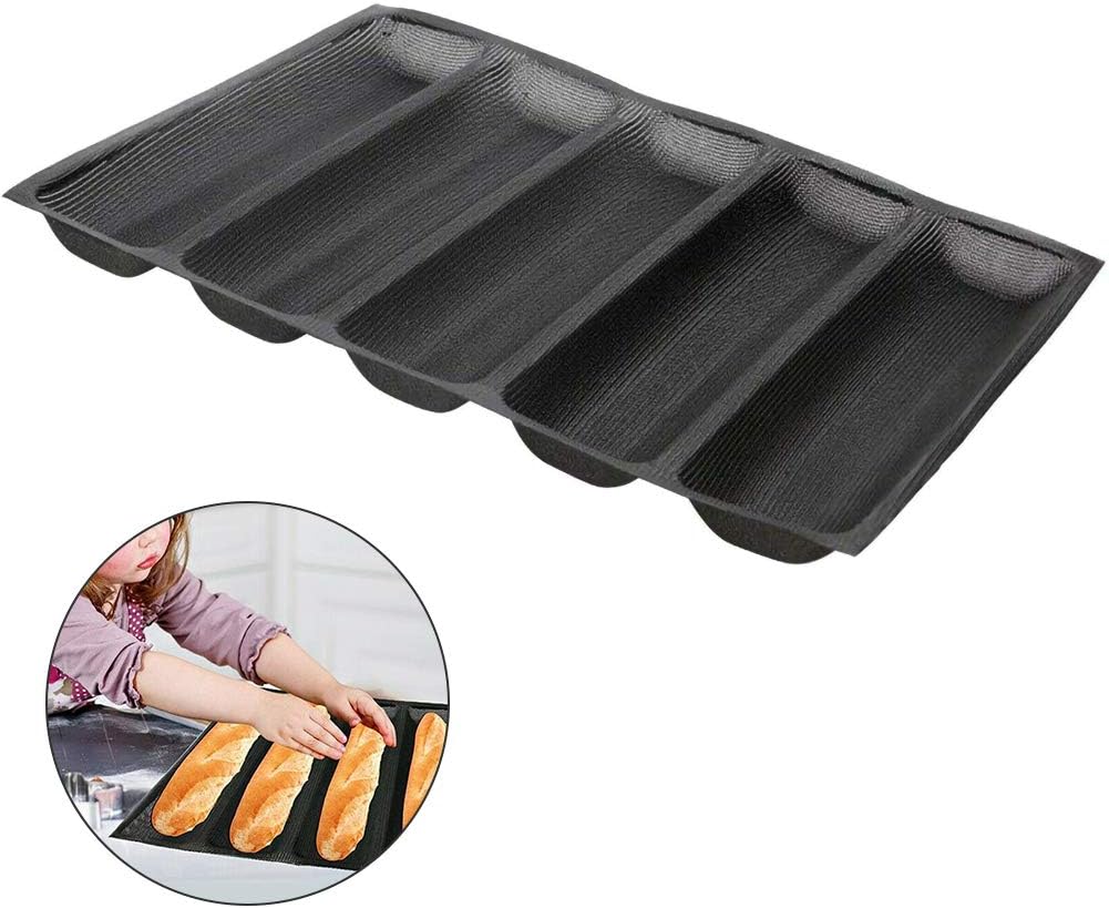 HELLOGIRL Silicone Baguette Pan Bread Mould Non-Stick Perforated Mold French Stick Baking Mold Bread Tray Pan