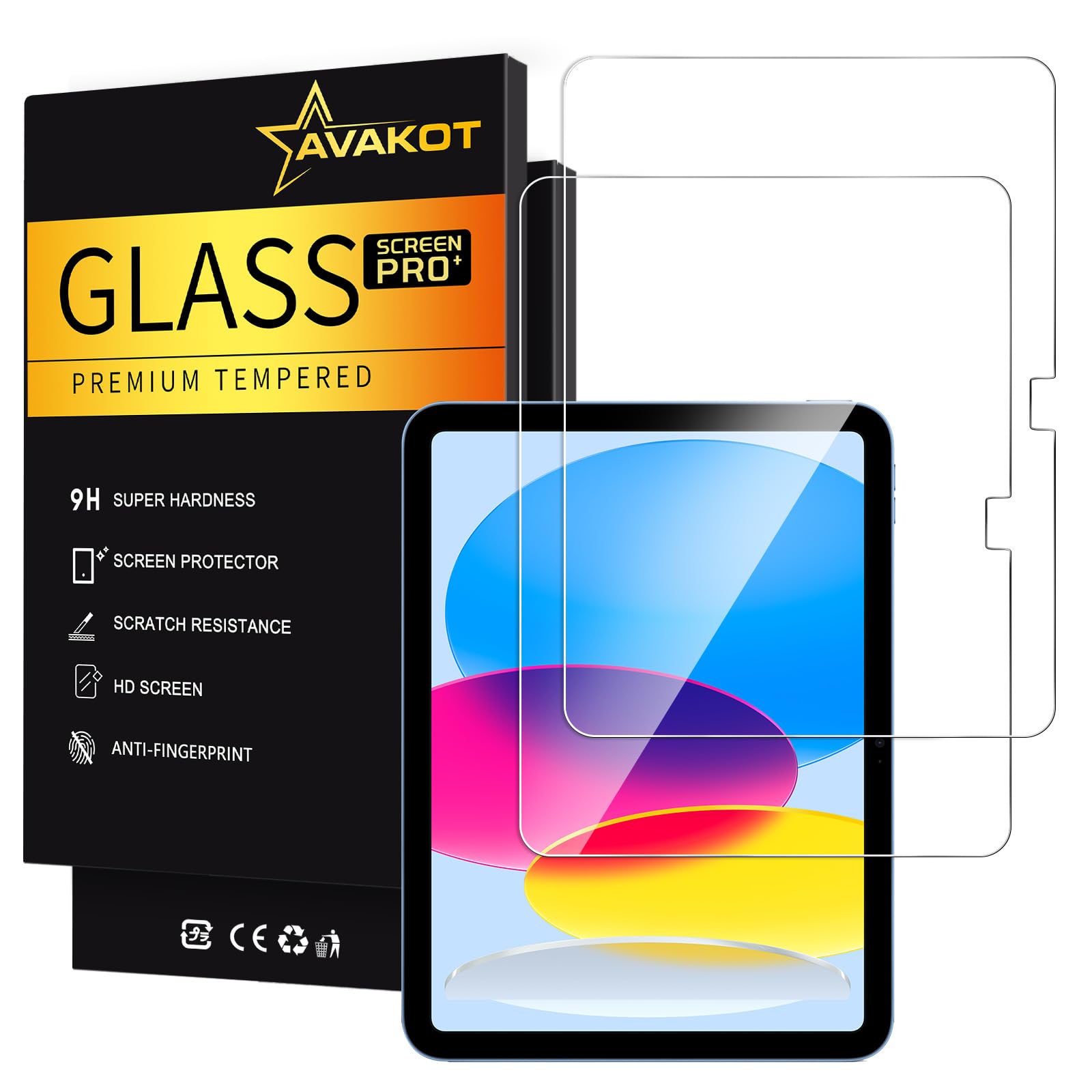 Photo 1 of avakot 2 Pack Screen Protector for iPad 11th A16 2025(11 Inch) / 10th Generation 2022 (10.9 Inch), Tempered Glass Film Guard -Clear Ultra Touch Sensitive Case Friendly