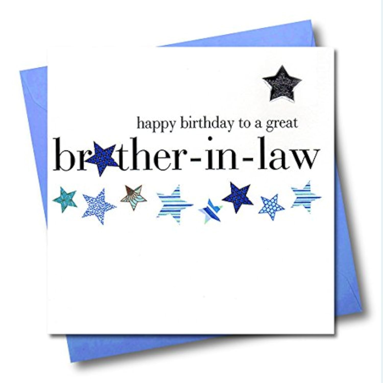 Claire Giles Greeting Cards, Happy Birthday Brother-in-law Card, Blue Stars design Birthday Greeting Card, Embellished with a padded star