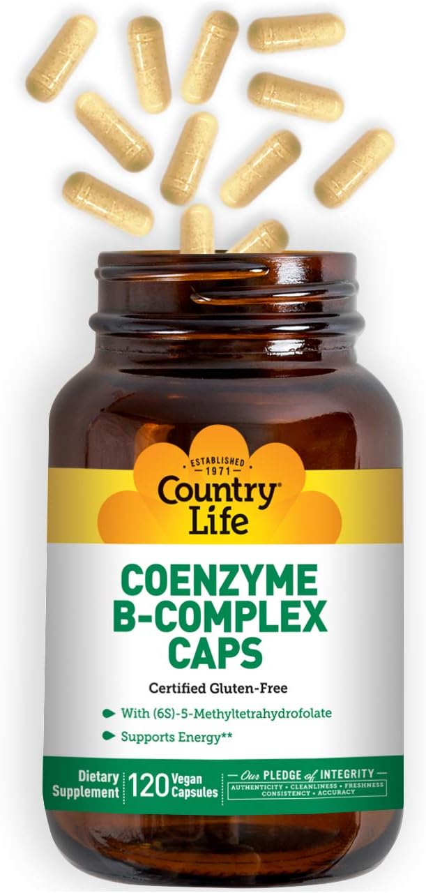 Country Life - Coenzyme B-Complex with Methylfolate - 120 Vegan Capsules: Health & Personal Care