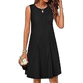 MEROKEETY Women's 2025 Summer Sleeveless Sundress Casual Beach Vacation Crewneck Tank Mini Dress