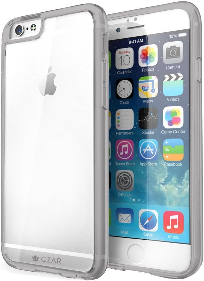 Czar Back Cover Case for iPhone 6 Plus / 6S Plus/iPhone 7 Plus Case/Cover Hard Clear Back with Soft TPU Edge (Grey)
