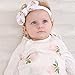 Baby Muslin Swaddle Blanket,Receiving Blankets,Soft Newborn Baby Blanket&Headband Set
