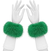 COSYEARS Faux Fur Short Wrist Cuffs Winter Fluffy Furry Wristbands Arm Warmer Accessories for Halloween Party Cosplay