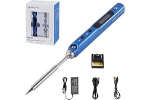 Electric Soldering Iron,SEQURE SQ-001 Portable Soldering Iron Station Kit,65W Digital OLED Screen Adjustable Temperature Soldering Tool,19V Power Adapter,XT60 Cord, Fast Heating-Blue