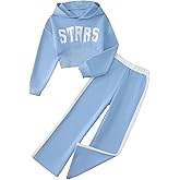 YOURUIKEY Girls' Clothing Set Crop Top Letter Hoodie Sweatpants Fall Winter Outfits Tween Girl Trendy Clothes Activewear 8-12