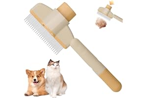 ERRECI Pet Flea Lice Comb 2025 New Stainless Steel Pet Tear Stain Remover Combs, Pet Grooming Brush, Pet Hair Removal Comb for Small, Medium & Large Pets (Yellow)